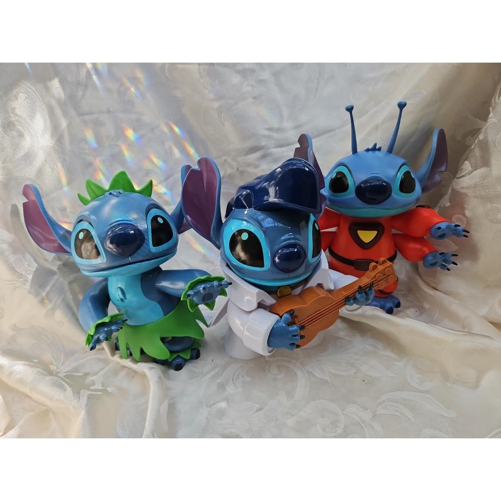 3 Disney Lilo & Stitch Figures Dancing 8" Hula Elvis Experiment Alien LOT